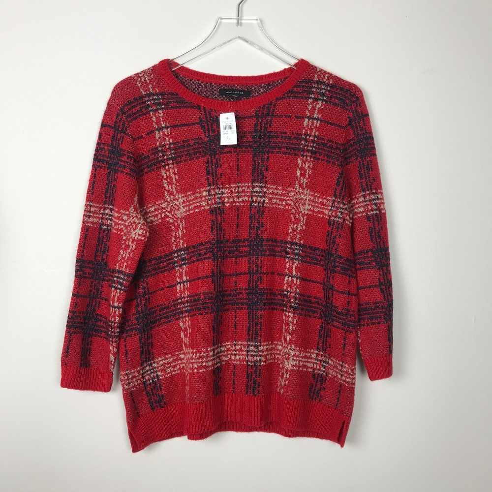 Ann Taylor| NWT Plaid Wool Sweater (L)